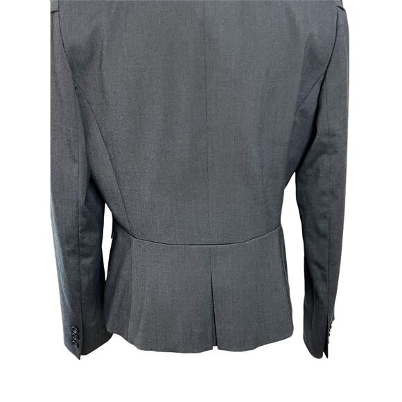 Tahari Dark Gray Cropped Blazer Button Closure Career Ruche Shoulders Size 10 - Picture 6 of 11
